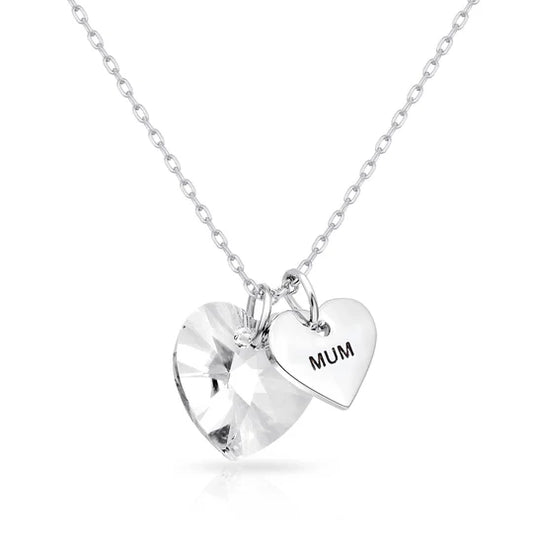 Mum Heart Crystal Necklace Created with Zircondia® Crystals