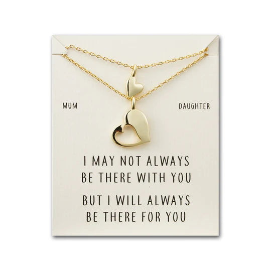 18k Gold Plated Mother Daughter Piece of My Heart Necklace Set