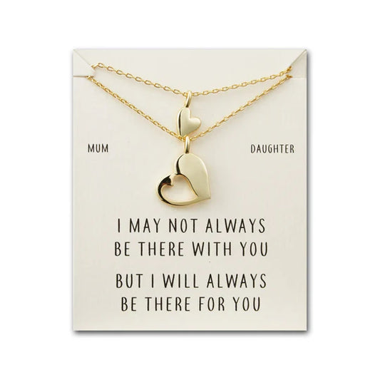 18k Gold Plated Mother Daughter Piece of My Heart Necklace Set