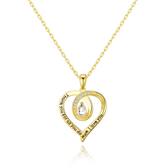 18k Gold Plated Mum I Love You Quote Necklace Created with Zircondia® Crystals