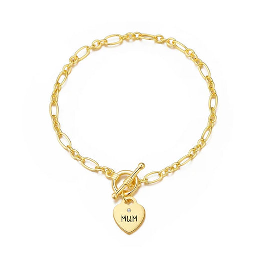 18k Gold Plated Mum Charm Bracelet Created with Zircondia® Crystals