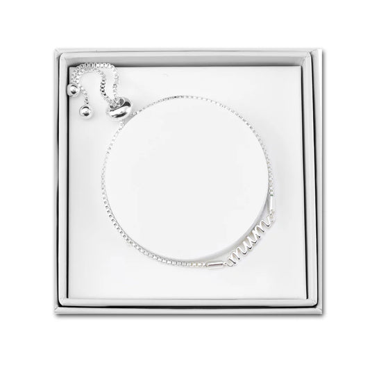 Silver Plated Mum Bracelet Created with Zircondia® Crystals with Gift Box