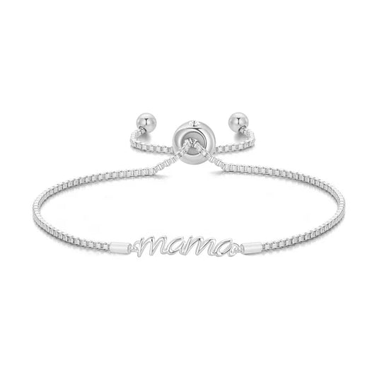Silver Plated Mama Bracelet Created with Zircondia® Crystals