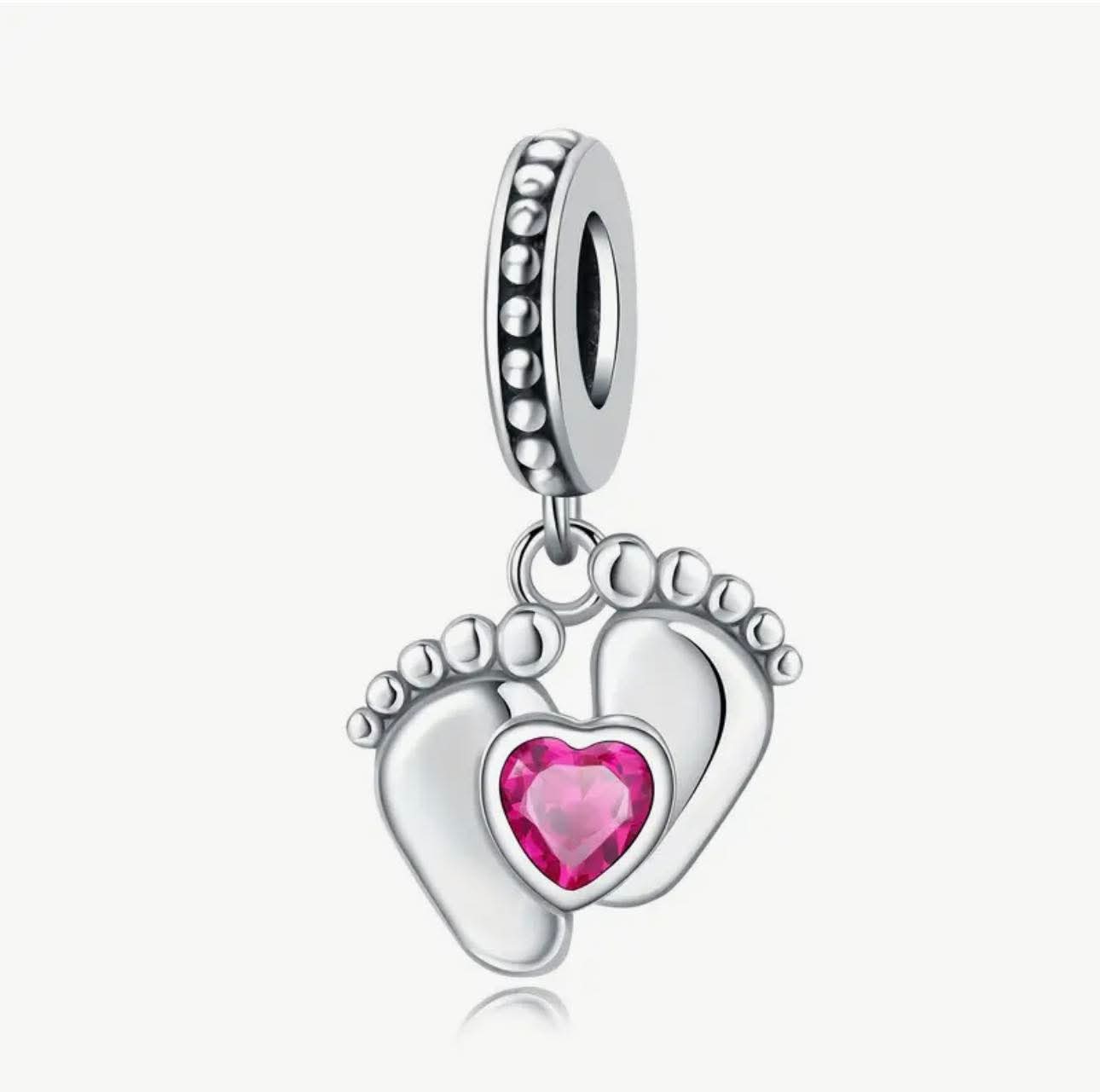 Heart shaped foot print charm