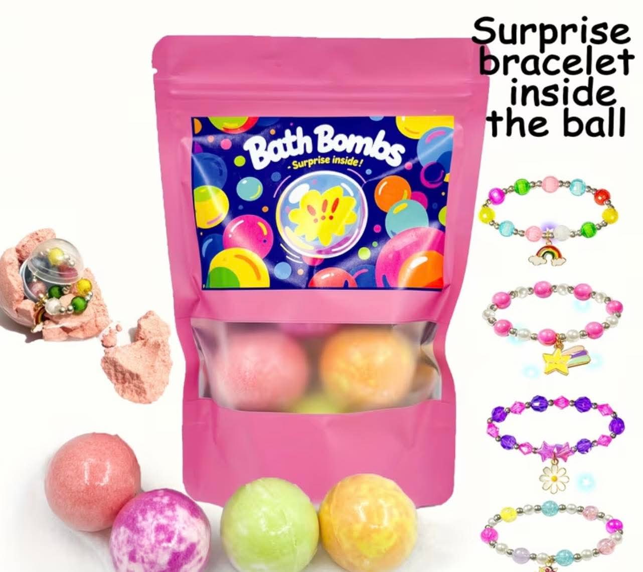 Bath Bombs With Surprise Jewellery Bracelets Inside