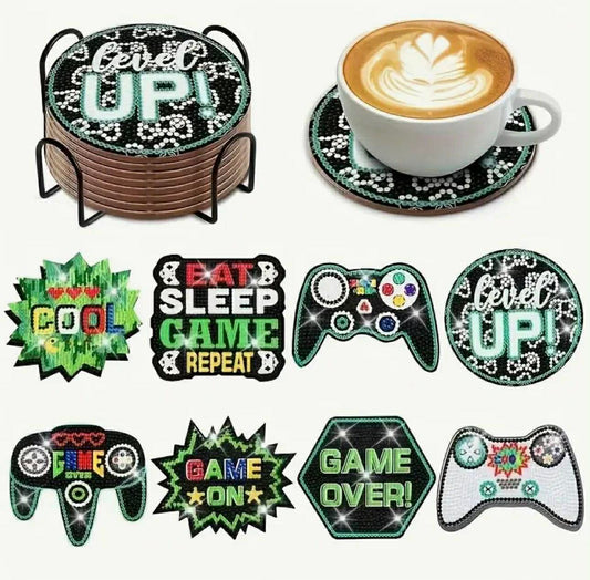 8pcs Gaming Coasters Diamond Art