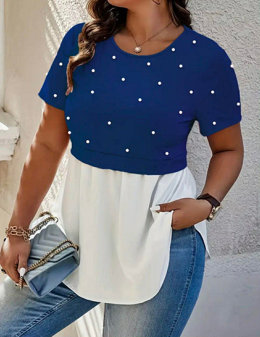 Plus Size Top With Fabric Patchwork
