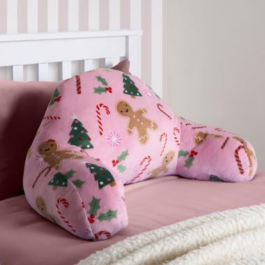 Kids Gingerbread Man Fleece Cuddle Cushion - Pink