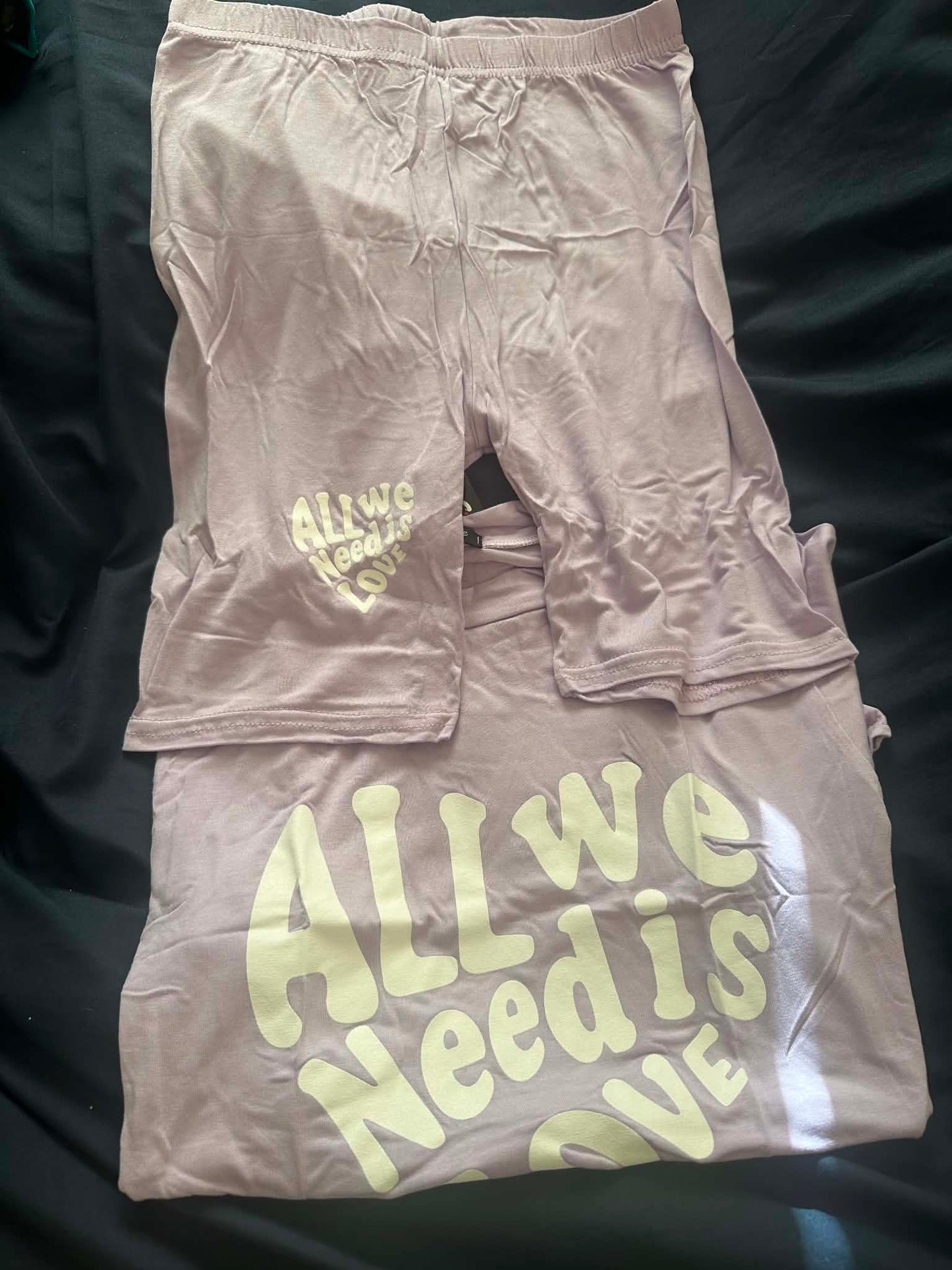 Girls All We Need Is Love Lilac Short Set