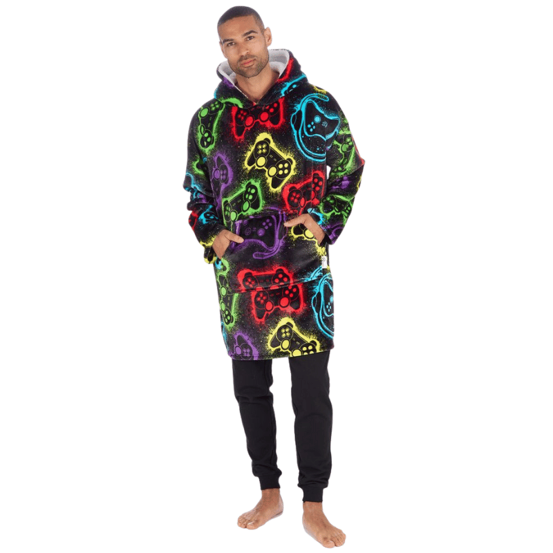 ADULTS UNISEX PLUSH GAMING DESIGN OVERSIZED HUGGABLE HOODIE