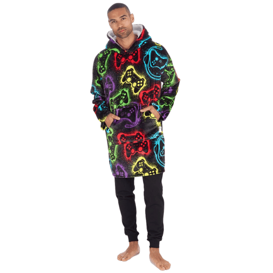 ADULTS UNISEX PLUSH GAMING DESIGN OVERSIZED HUGGABLE HOODIE