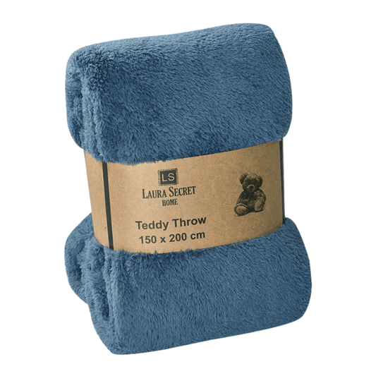 LUXURY SOFT TEDDY BLANKET THROW MIDNIGHT NAVY