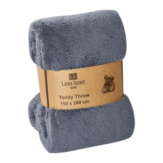 LUXURY SOFT TEDDY BLANKET THROW STORM GREY
