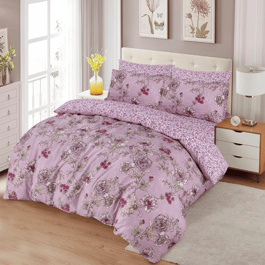 SUPER SOFT PRINTED DUVET SET - PINK ROSE