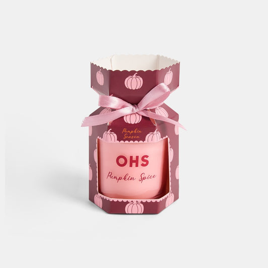 Pumpkin Spice Scented Glass Candle - Burgundy