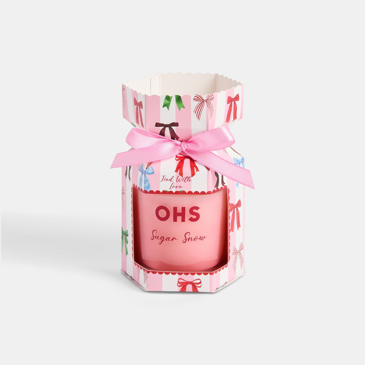 Sugar Snow Scented Glass Candle - Pink