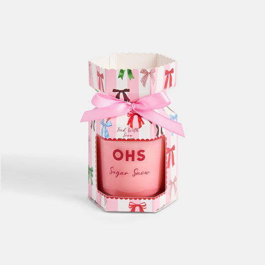 Sugar Snow Scented Glass Candle - Pink