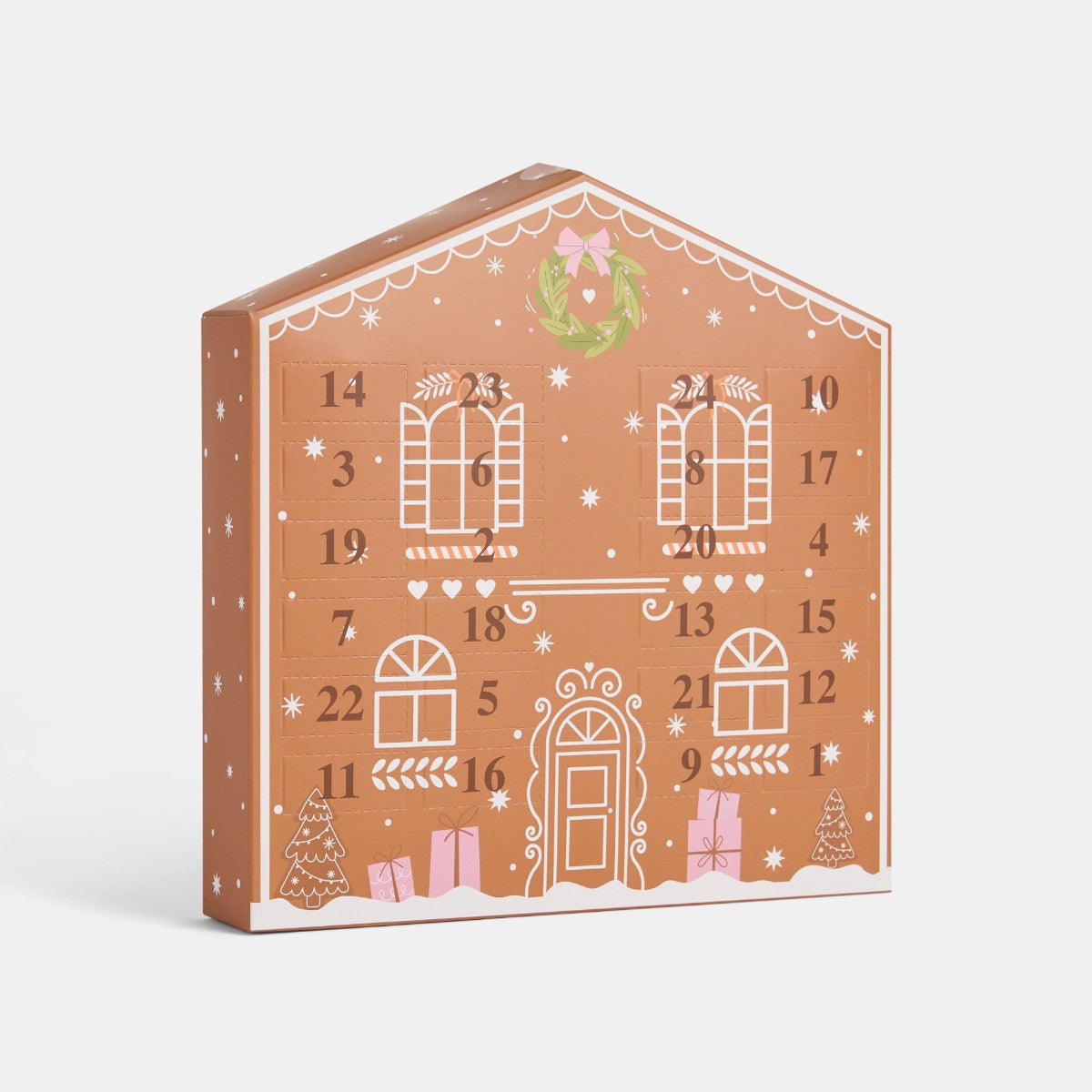 Gingerbread Print Tealight Advent Calendar - Brown