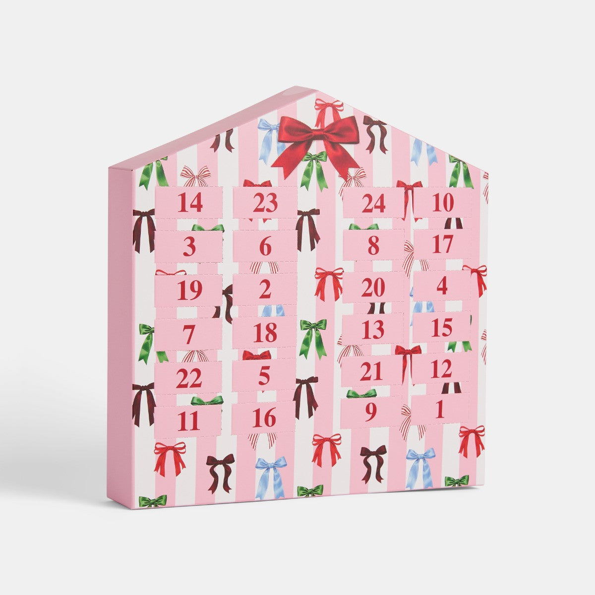 Bow Print Tealight Advent Calendar - Pink/White