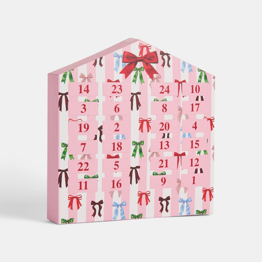 Bow Print Tealight Advent Calendar - Pink/White