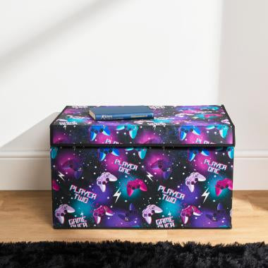 Gaming Large Collapsible Storage Box with Lid - Neon