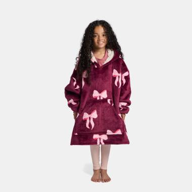 Kids Bow Print Hoodie Blanket - Pre-Order