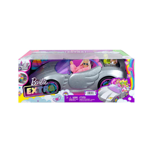 Mattel Barbie Extra Sparkly Car With Puppy And Accessories