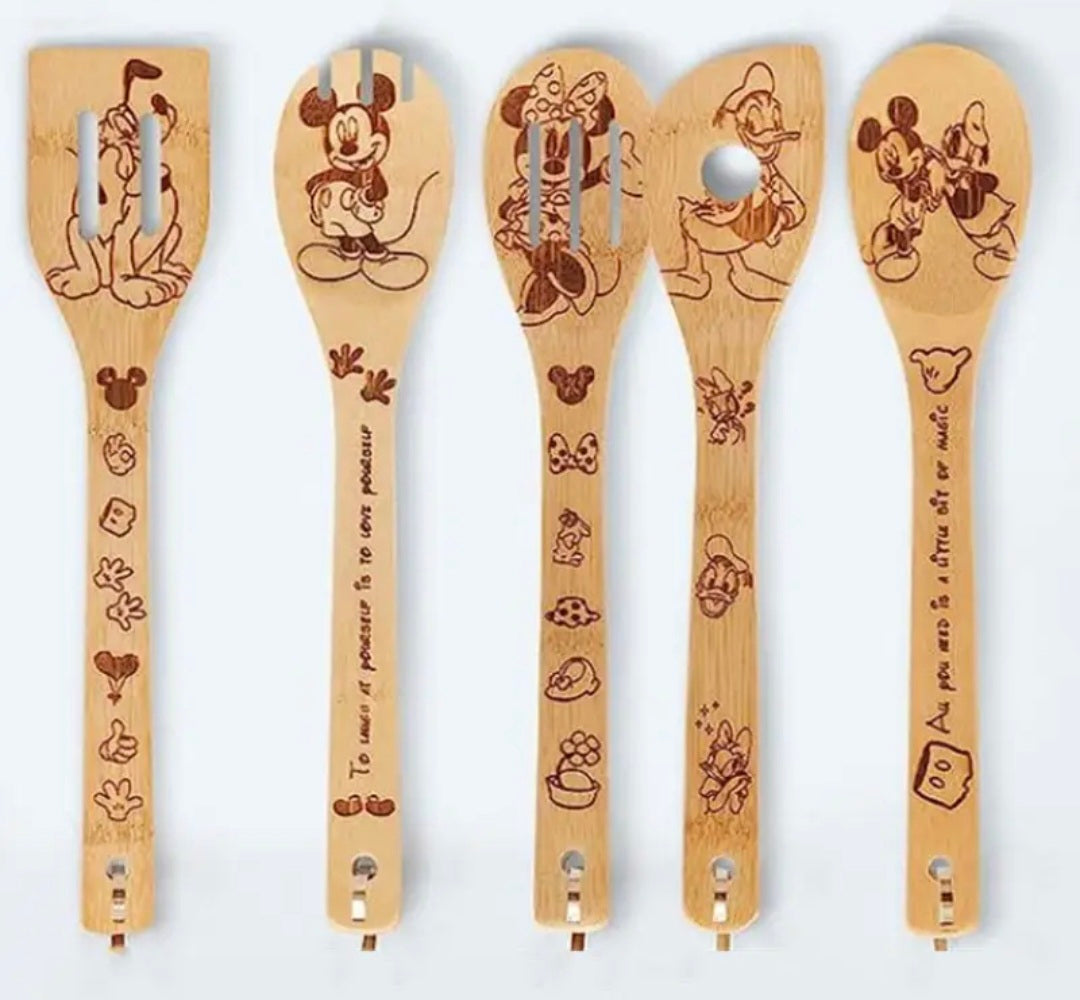 Mickey Mouse 5Pc Wooden Spoon Set