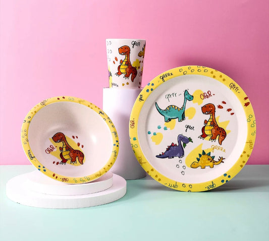 Dinosaurs 3Pcs Wooden Dinner Set