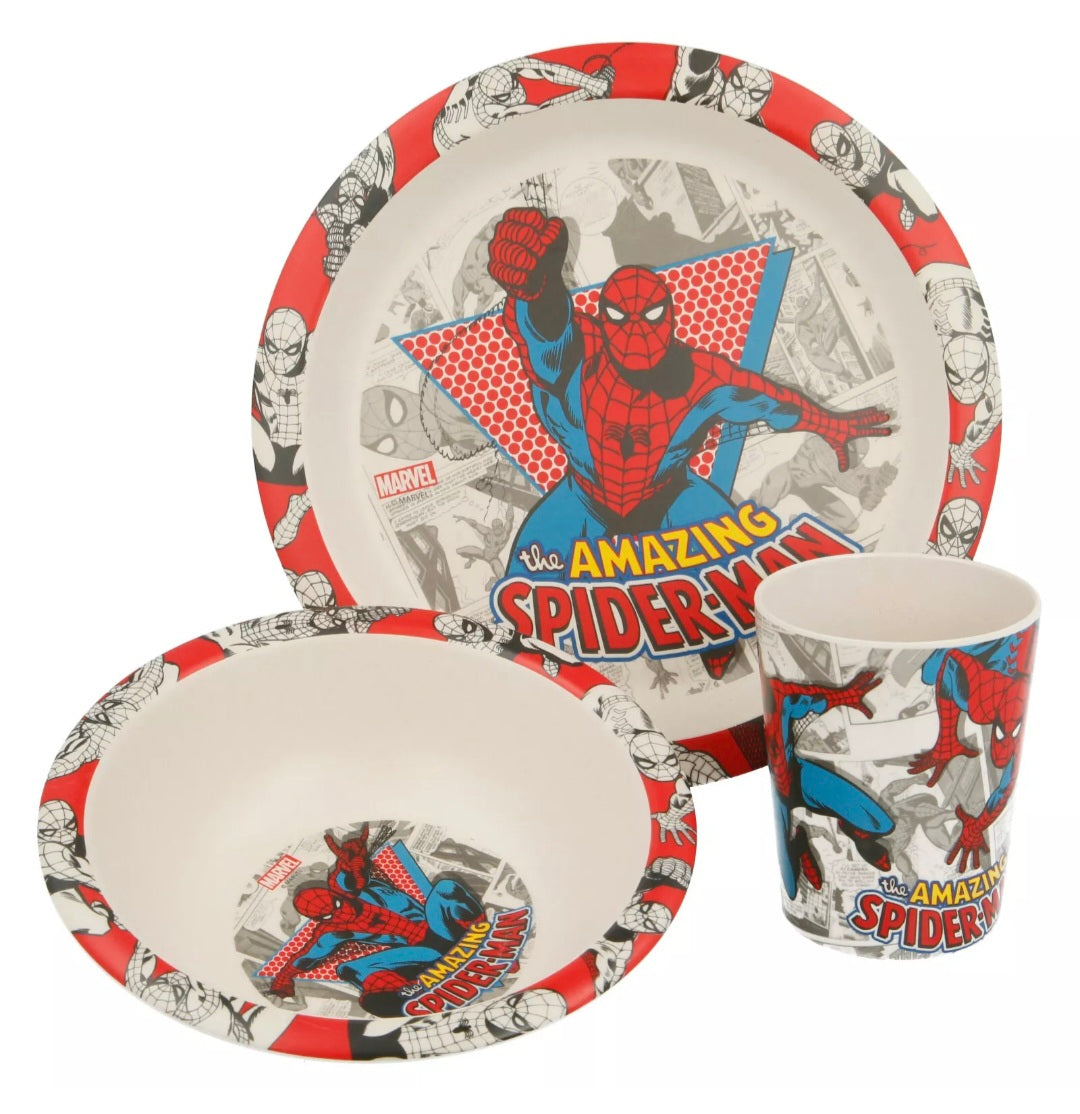 Spiderman 3Pc Wooden Dinner Set