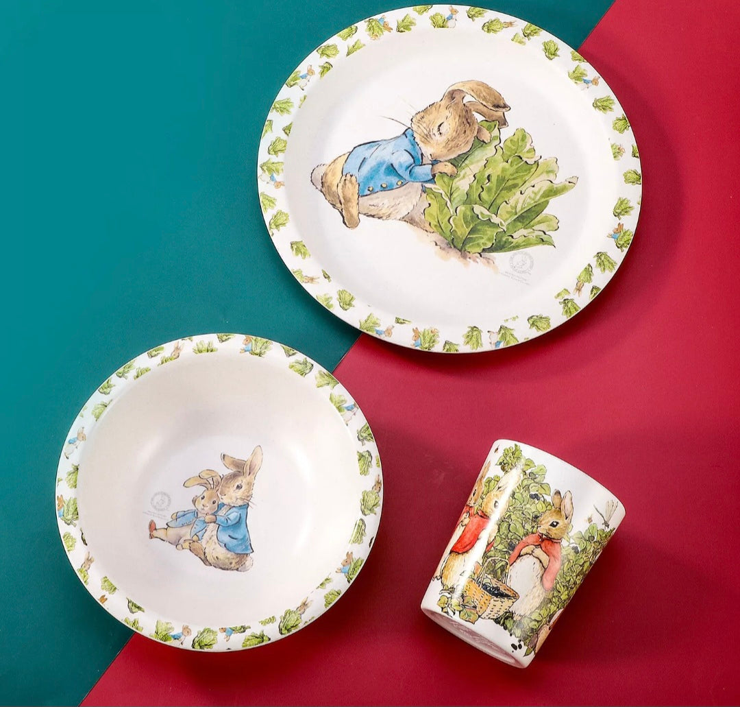 Rabbit 3Pc Wooden Dinner Set