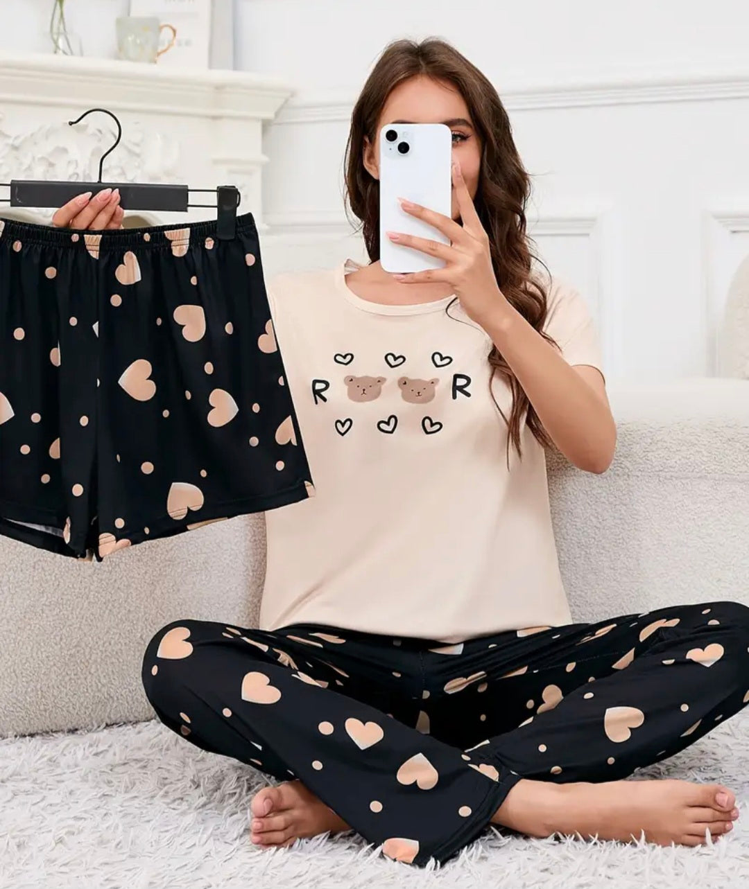 Love Print 3Pc Pyjamas Set