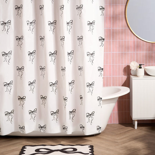 Bow Print Shower Curtain - Monochrome