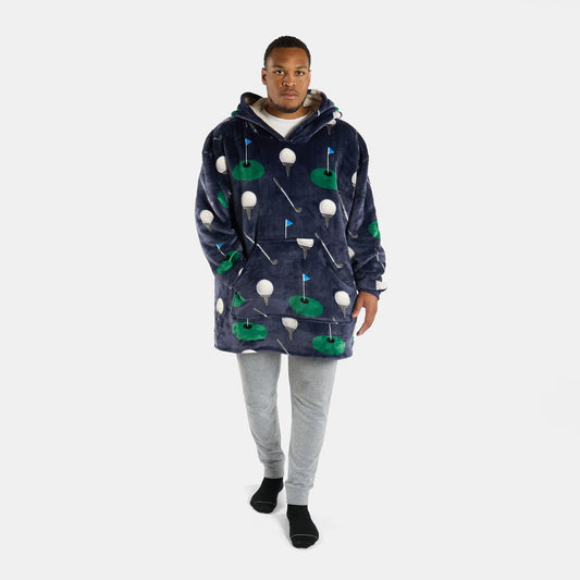 Golf Print Hoodie Blanket - Navy