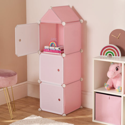 Kids 3 Cube Castle Storage Tower - Pink