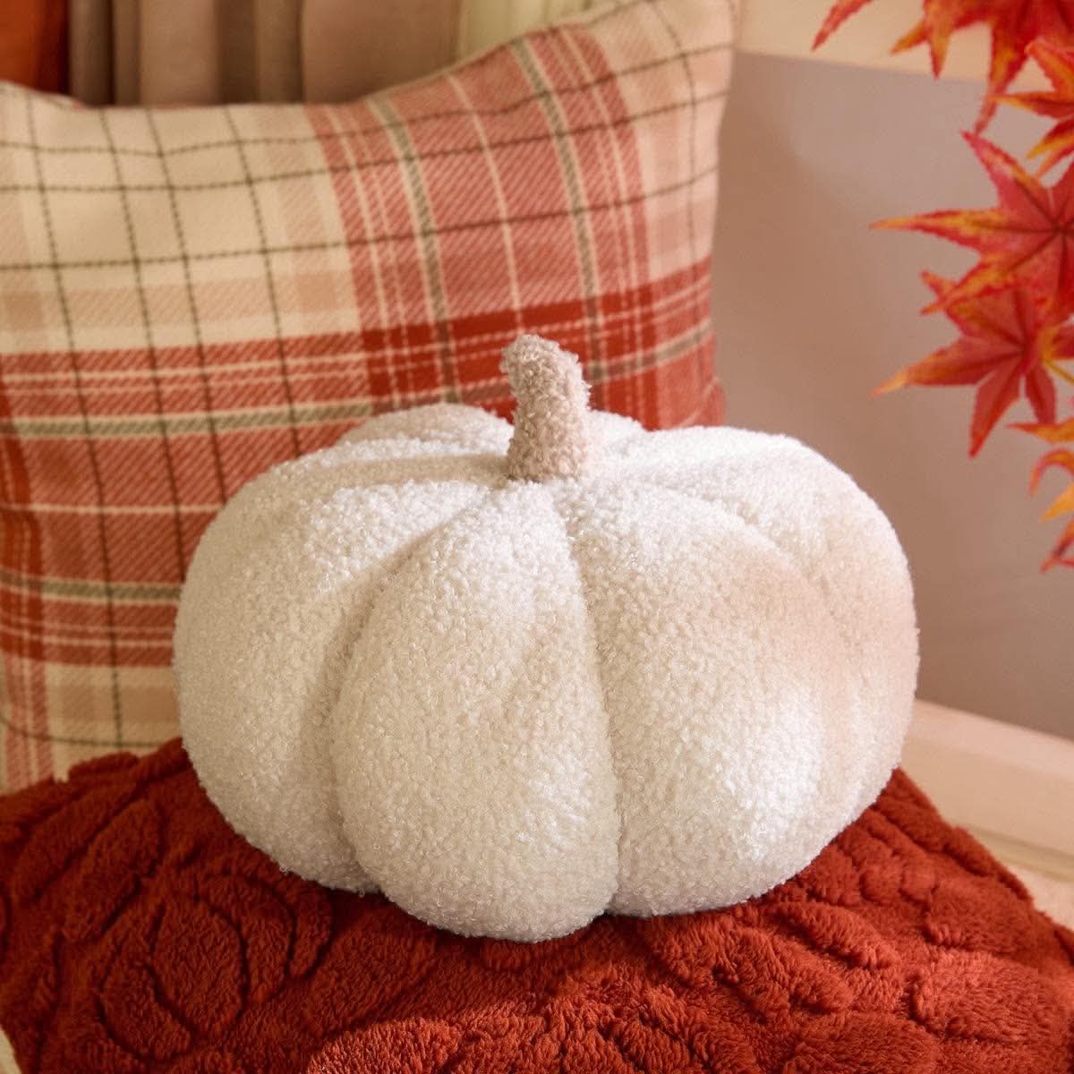 Boucle autumn pumpkin cushion,