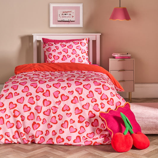 Heart Leopard Print Duvet Cover Set