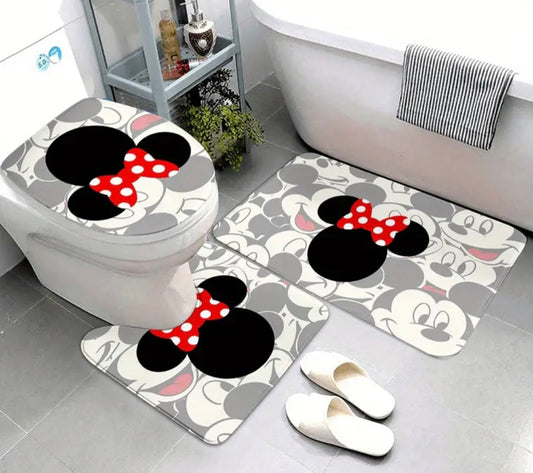 Mickey & Minnie Mouse 3pcs Bathroom Mat Set