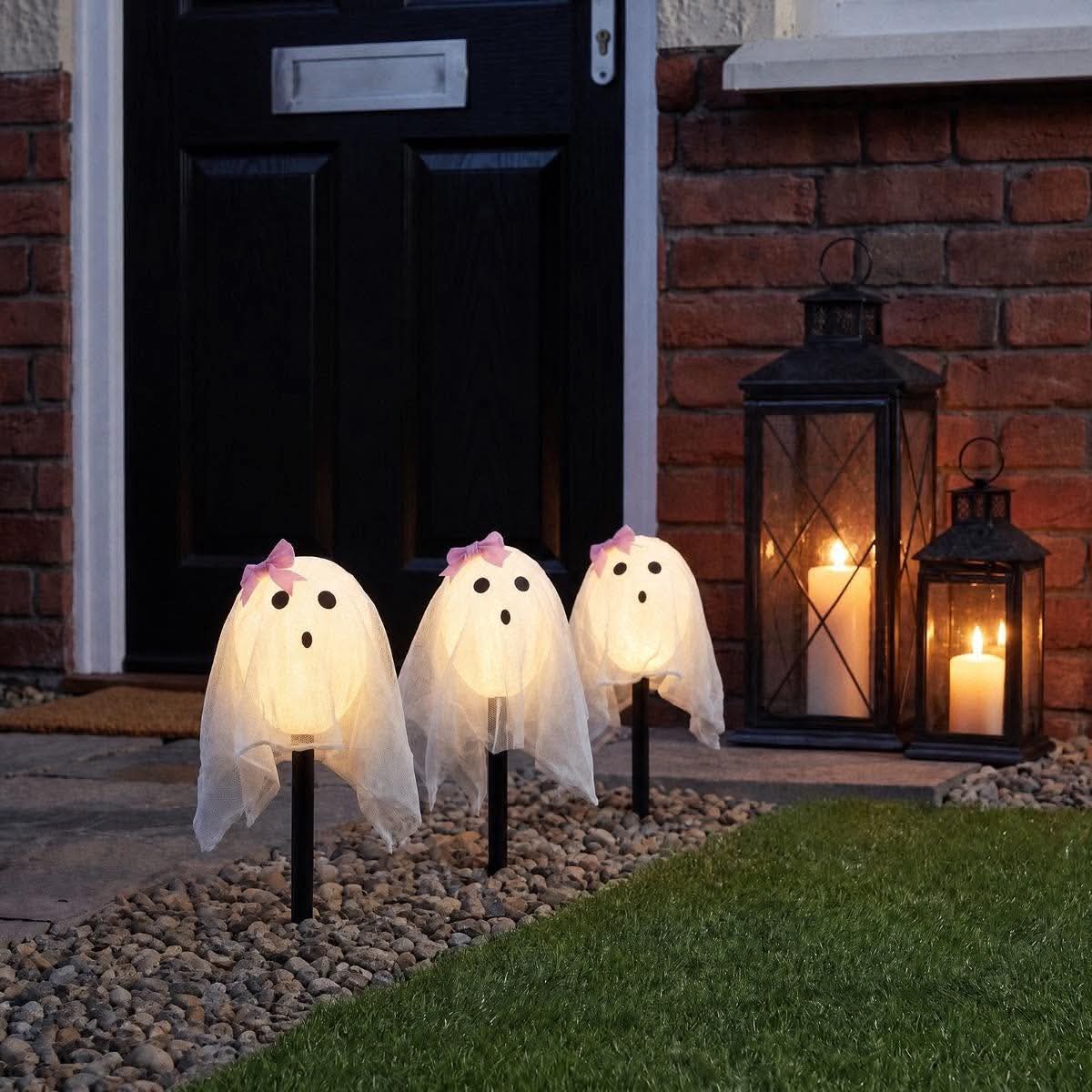 3 pack ghost stake lights - white
