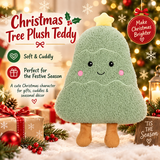 Christmas tree plush teddy soft toy cushion 35cm