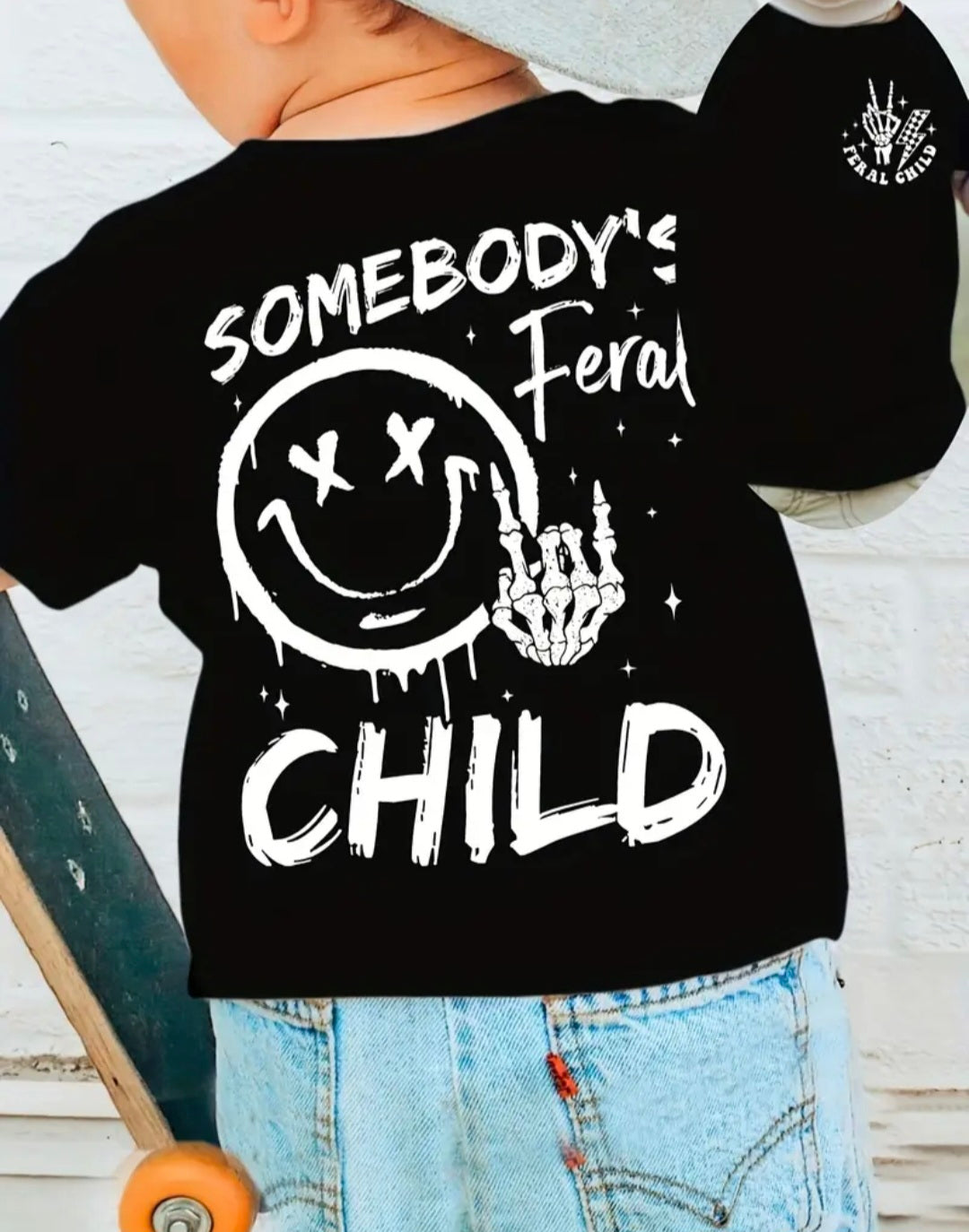 Boys "Somebody's Feral Child" Letter Print Top