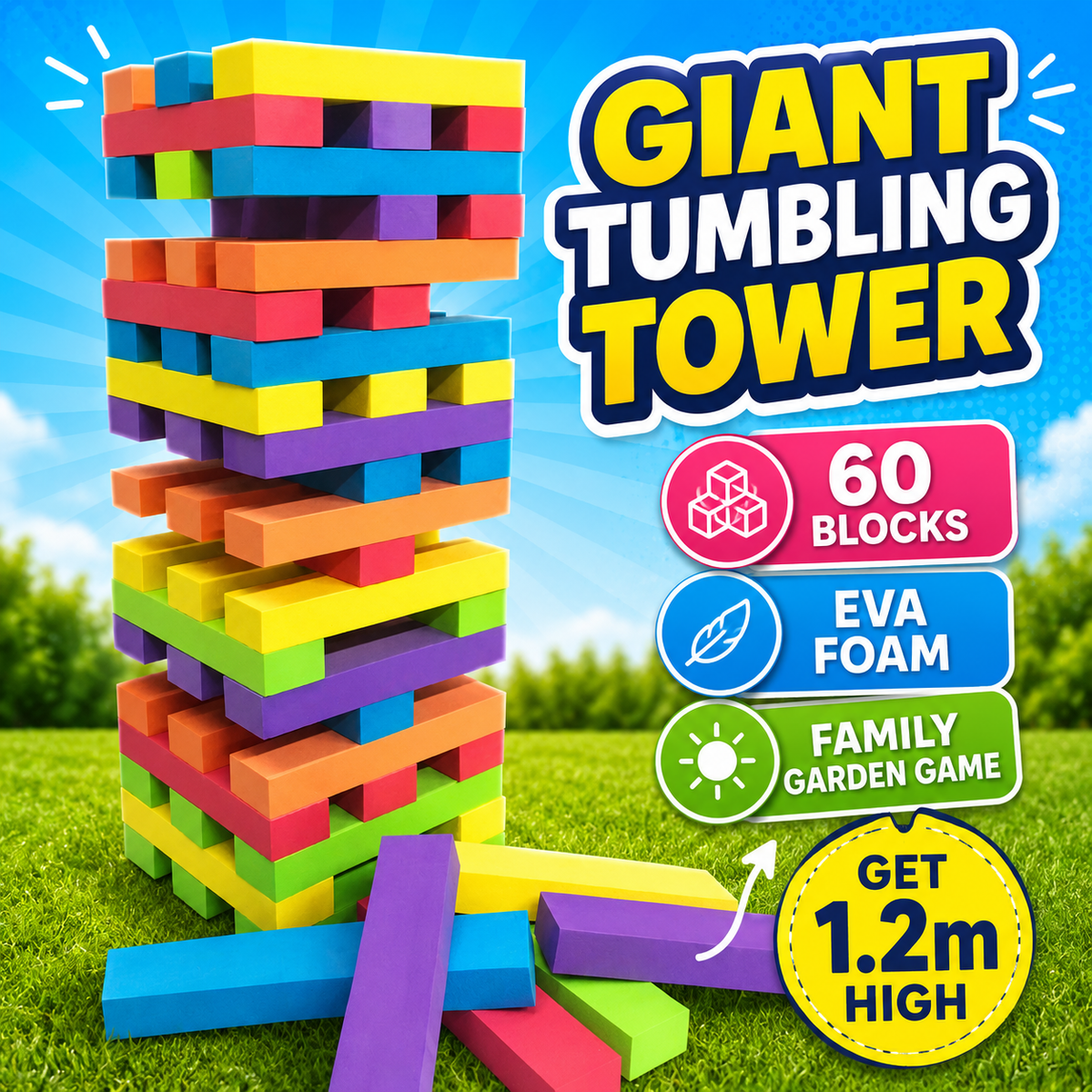 Giant EVA foam tumbling tumble tower falling blocks game