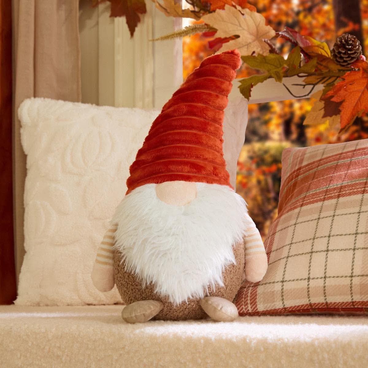 Rusty the autumnal gonk cushion - rust/beige