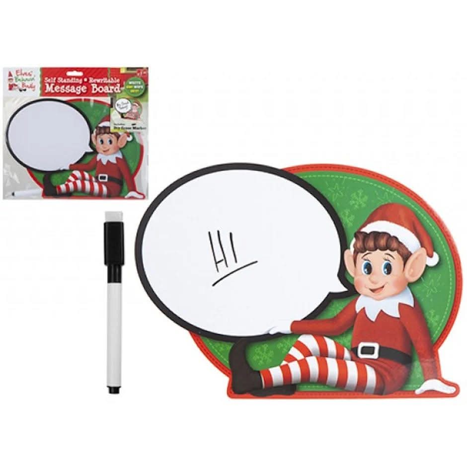 Christmas Elf wipe speech bubble sign with sponge & pen