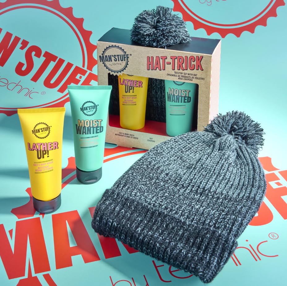 Man stuff hat-trick men's grooming gift set