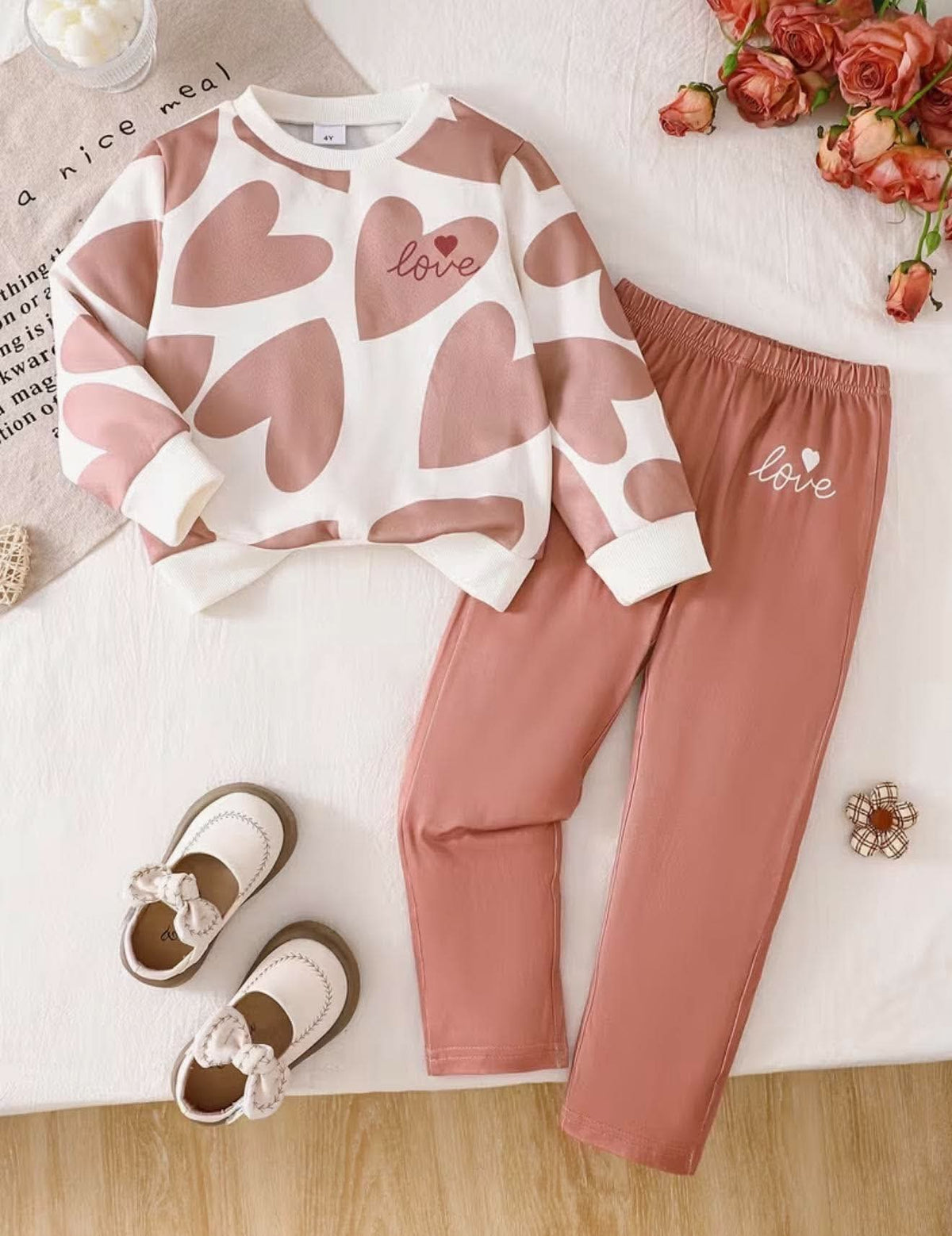 Girls autumn winter love letter print