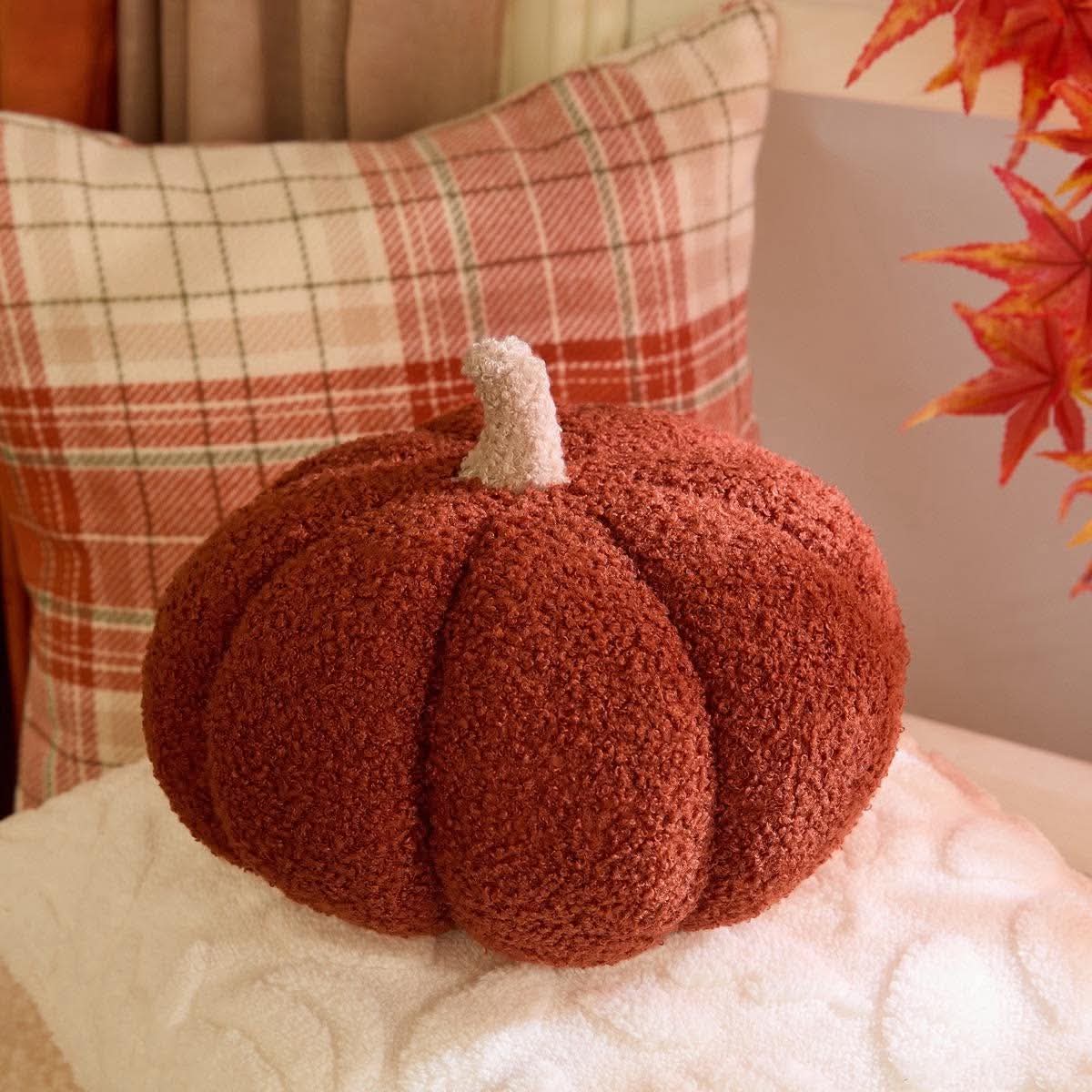 Boucle autumn pumpkin cushion,