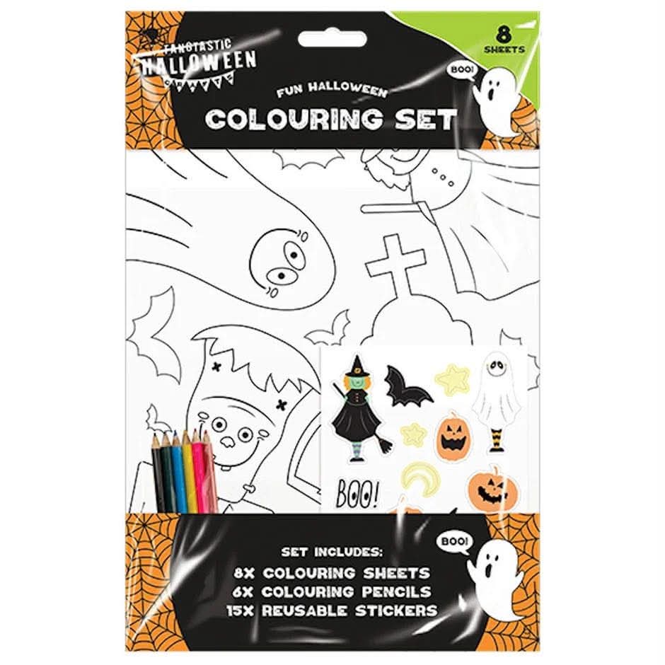 8 sheets halloween colouring set