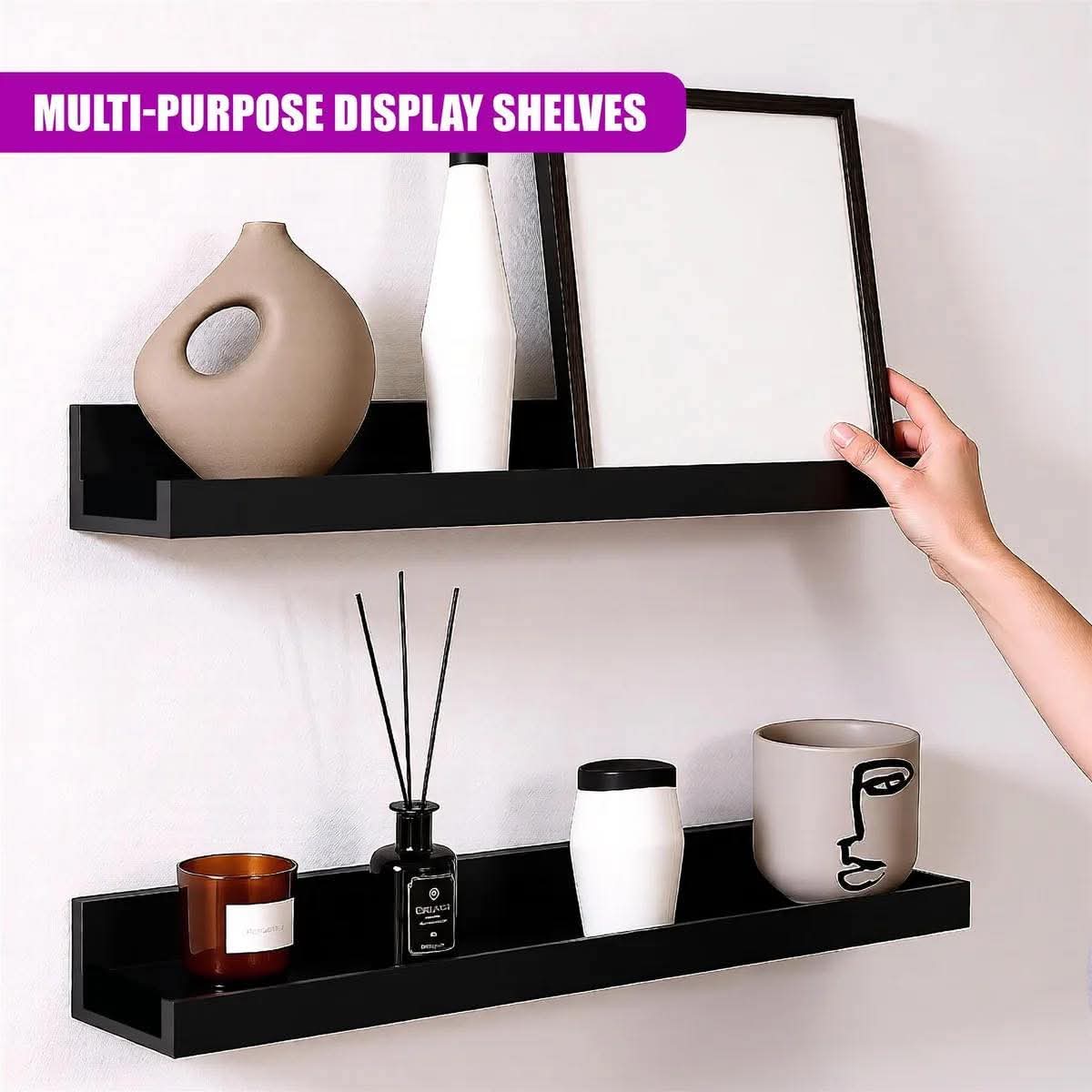 Black shelf 45cm pack of 2