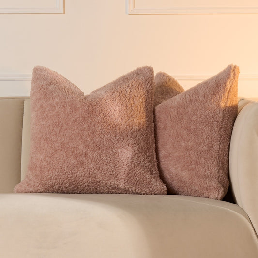 2 Pack Teddy Marl Texture Cushion Covers - Blush